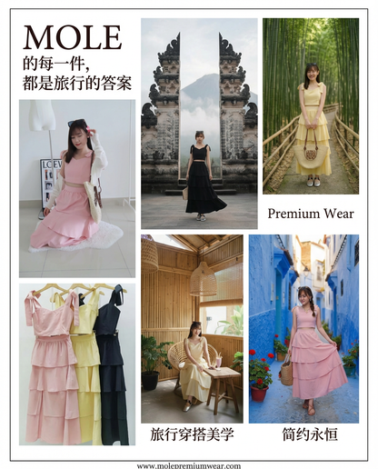 Maisy Ribbon Tie Long Dress
