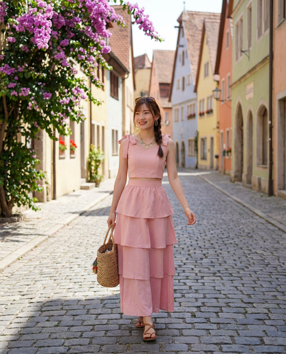 Maisy Ribbon Tie Long Dress