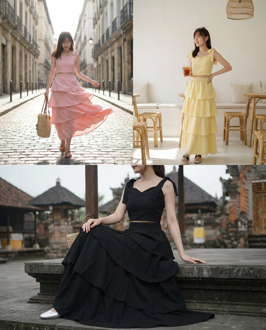 Maisy Ribbon Tie Long Dress