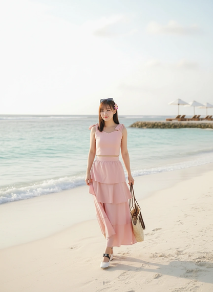 Maisy Ribbon Tie Long Dress