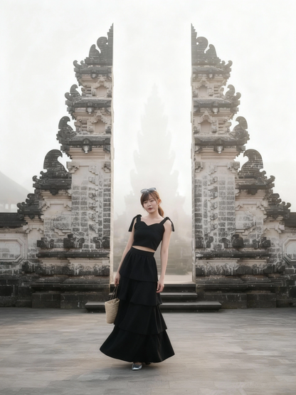 Maisy Ribbon Tie Long Dress