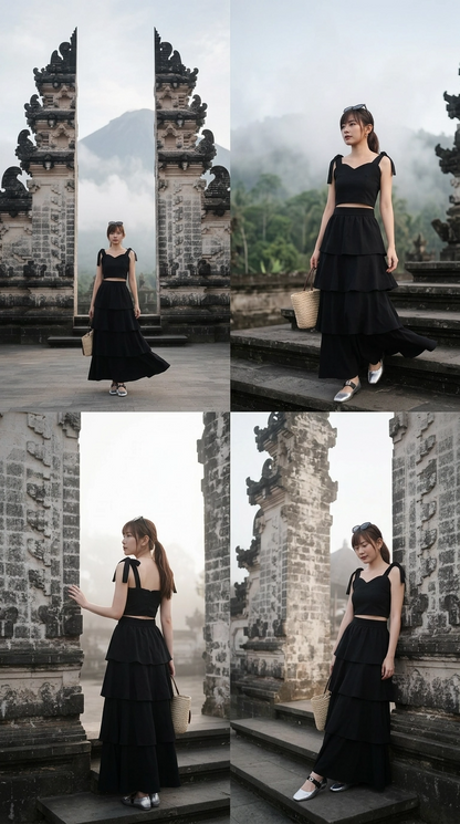 Maisy Ribbon Tie Long Dress
