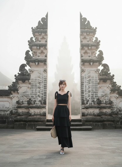 Maisy Ribbon Tie Long Dress