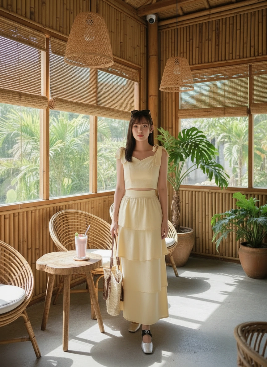 Maisy Ribbon Tie Long Dress