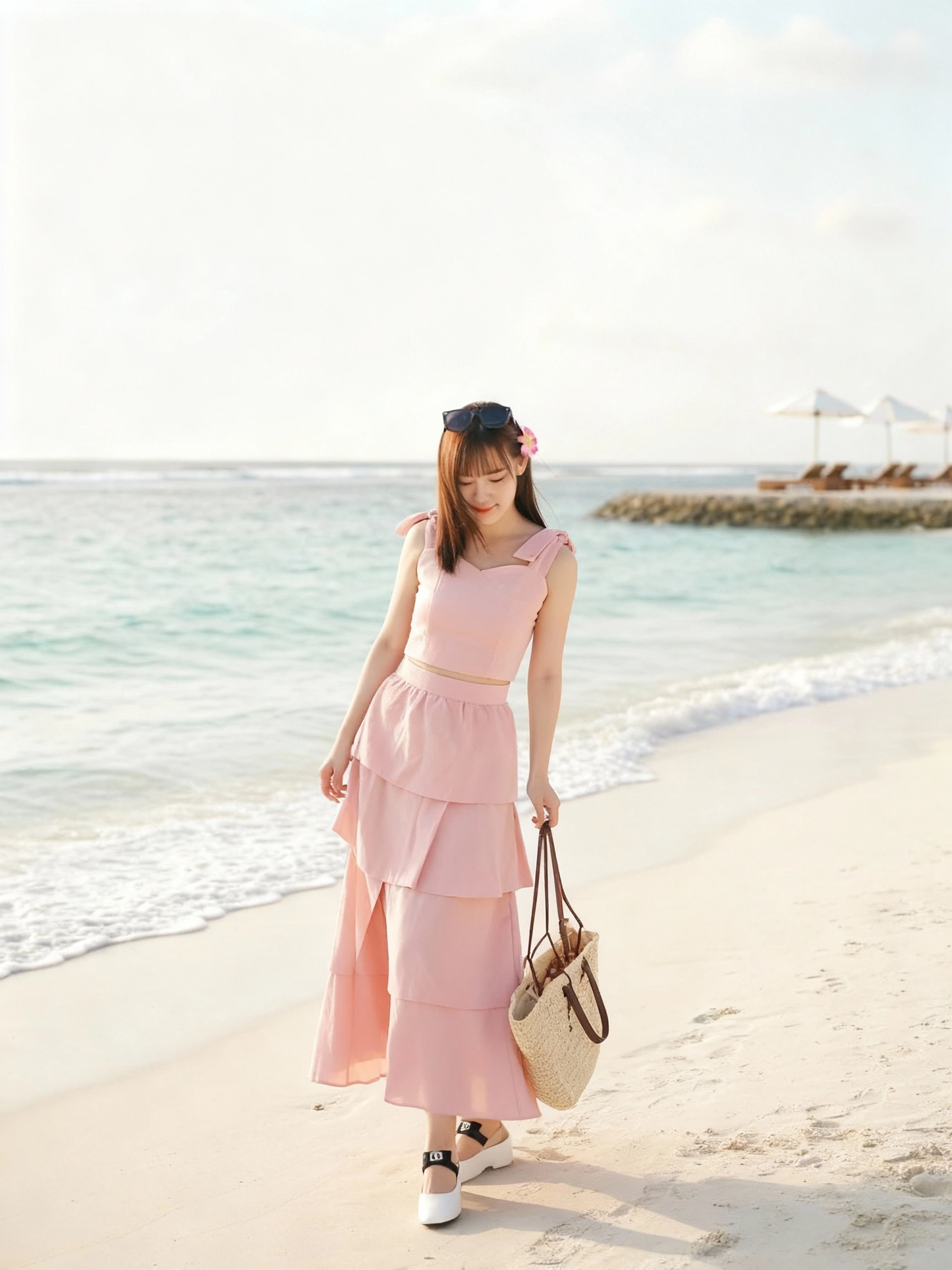 Maisy Ribbon Tie Long Dress