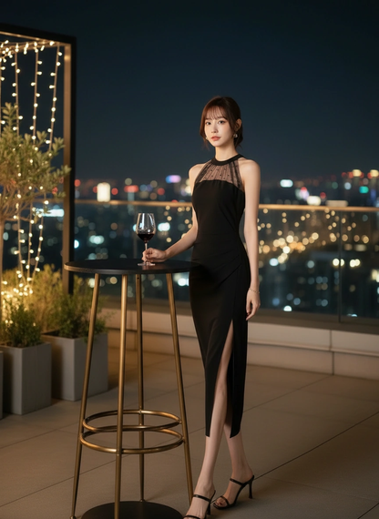 Marilyn Mesh Halter Dress