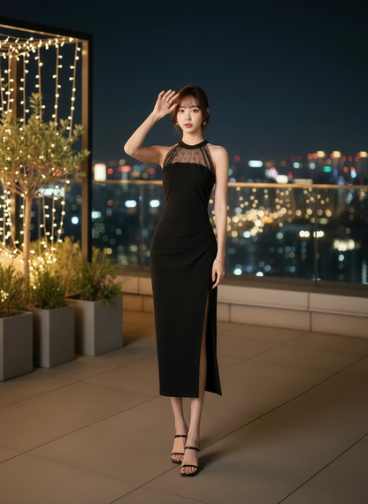 Marilyn Mesh Halter Dress