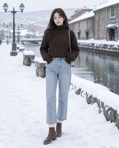 Parisa High Neck Knitted Top