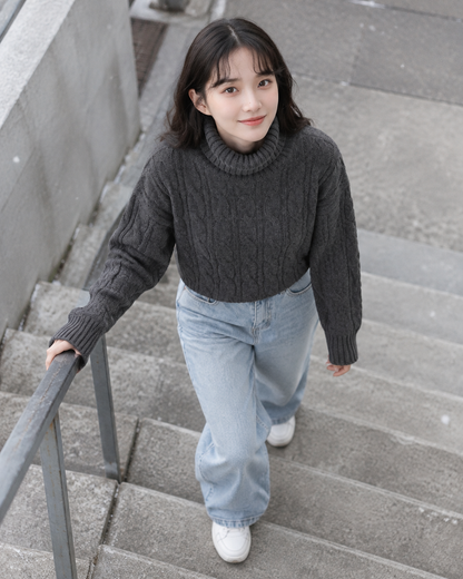 Parisa High Neck Knitted Top