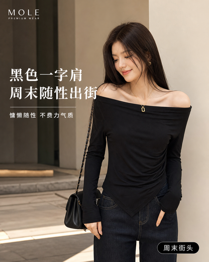 Belle Adjustable Off Shoulder Basic Tee