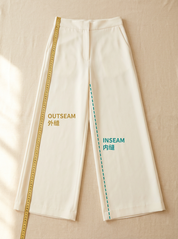 Trouser inseam and outseam photo guide