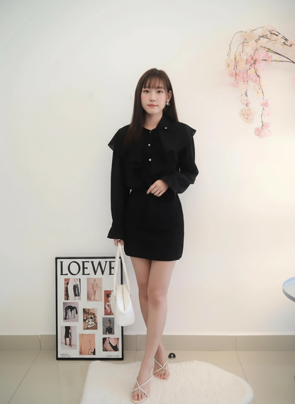 Black Diamond Button Blouse