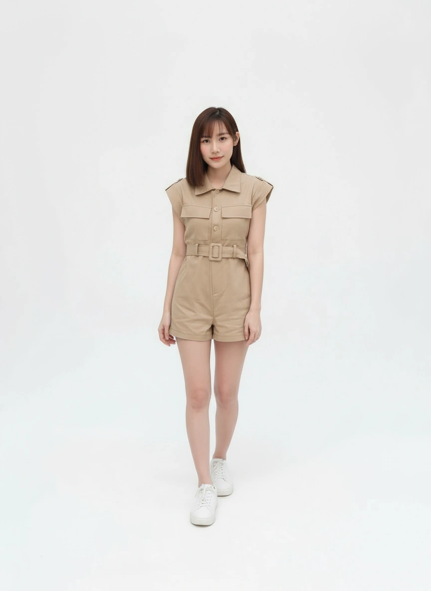 Khaki Denim Jumpsuits