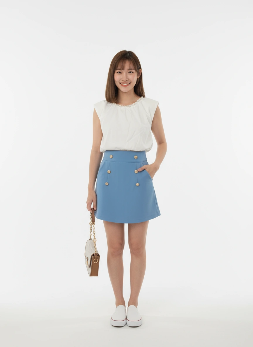 Pearl Neck Crop Top