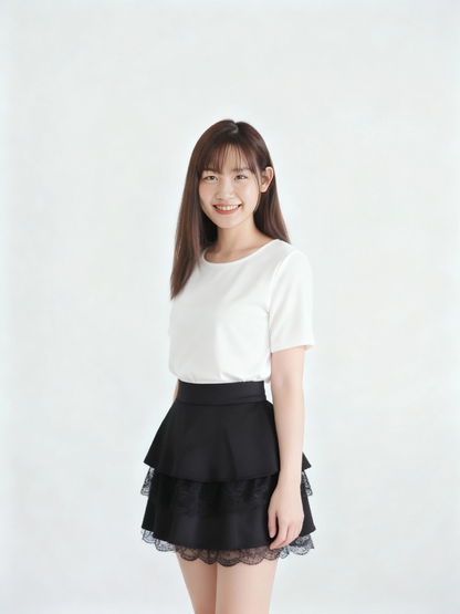 Lace Satin A Line Skirt