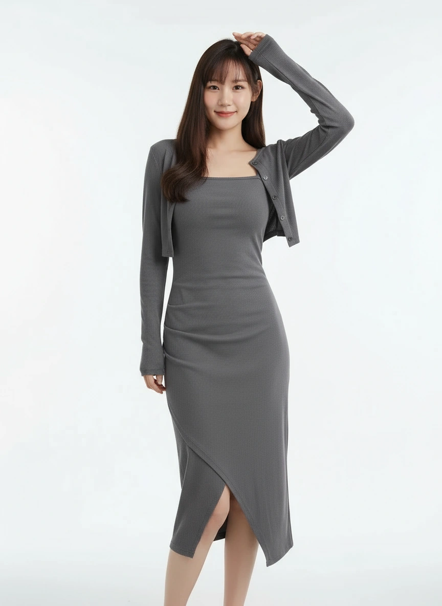 Kate Split Dress with Outerwear