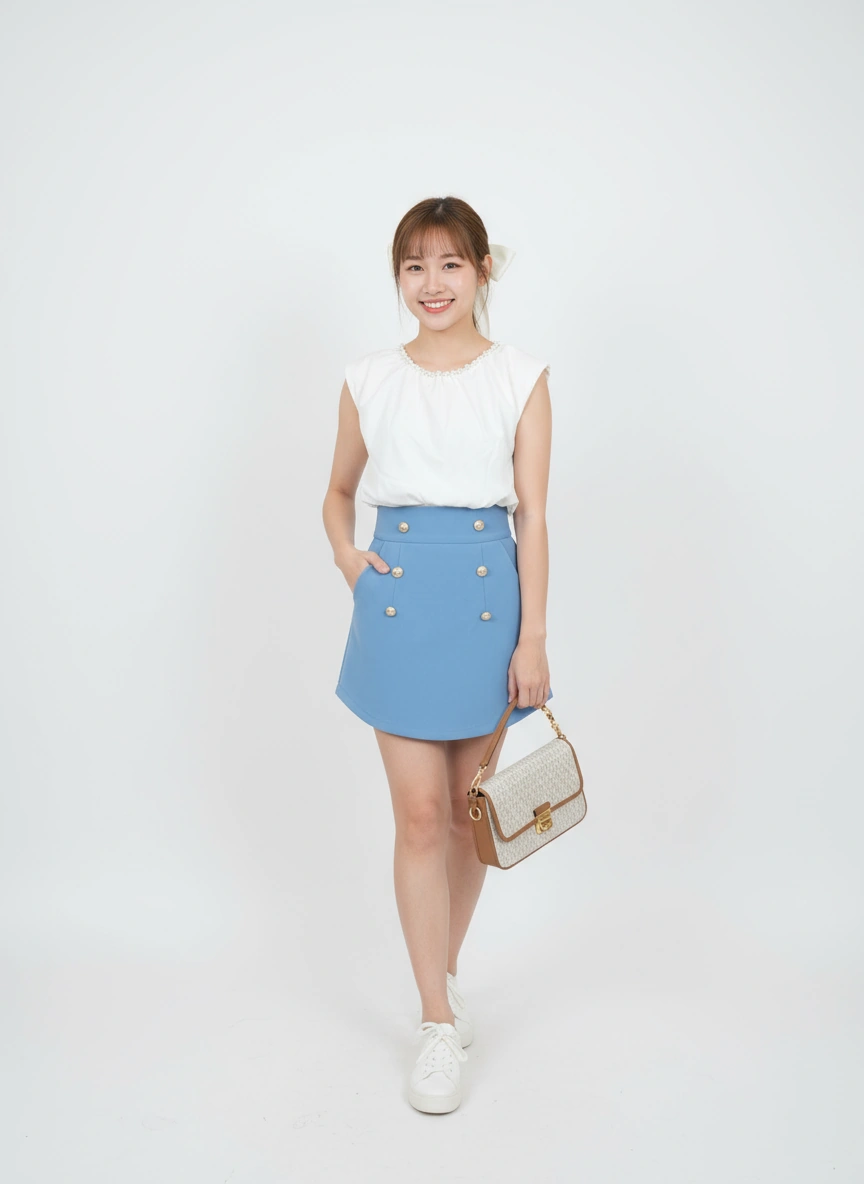 Pearl Neck Crop Top