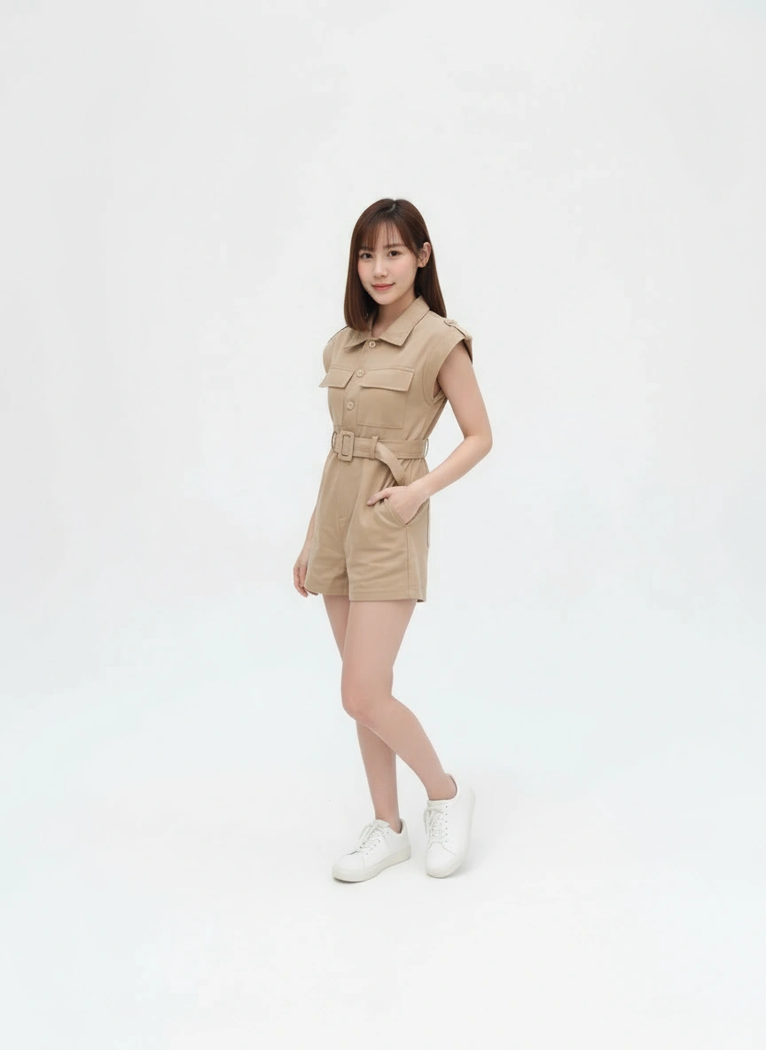 Khaki Denim Jumpsuits
