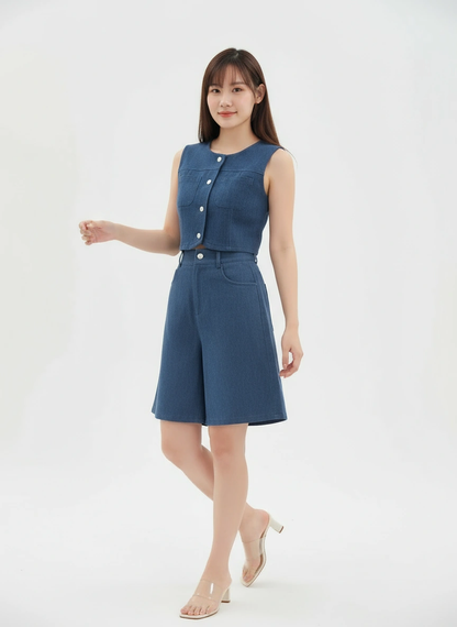 Yoona Denim Vest Set Wear