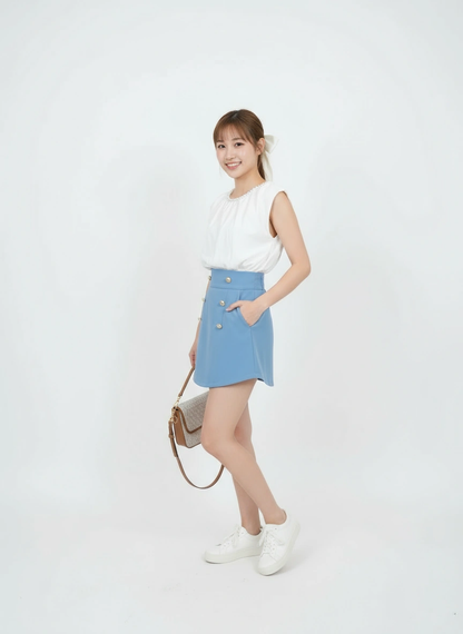 Pearl Neck Crop Top