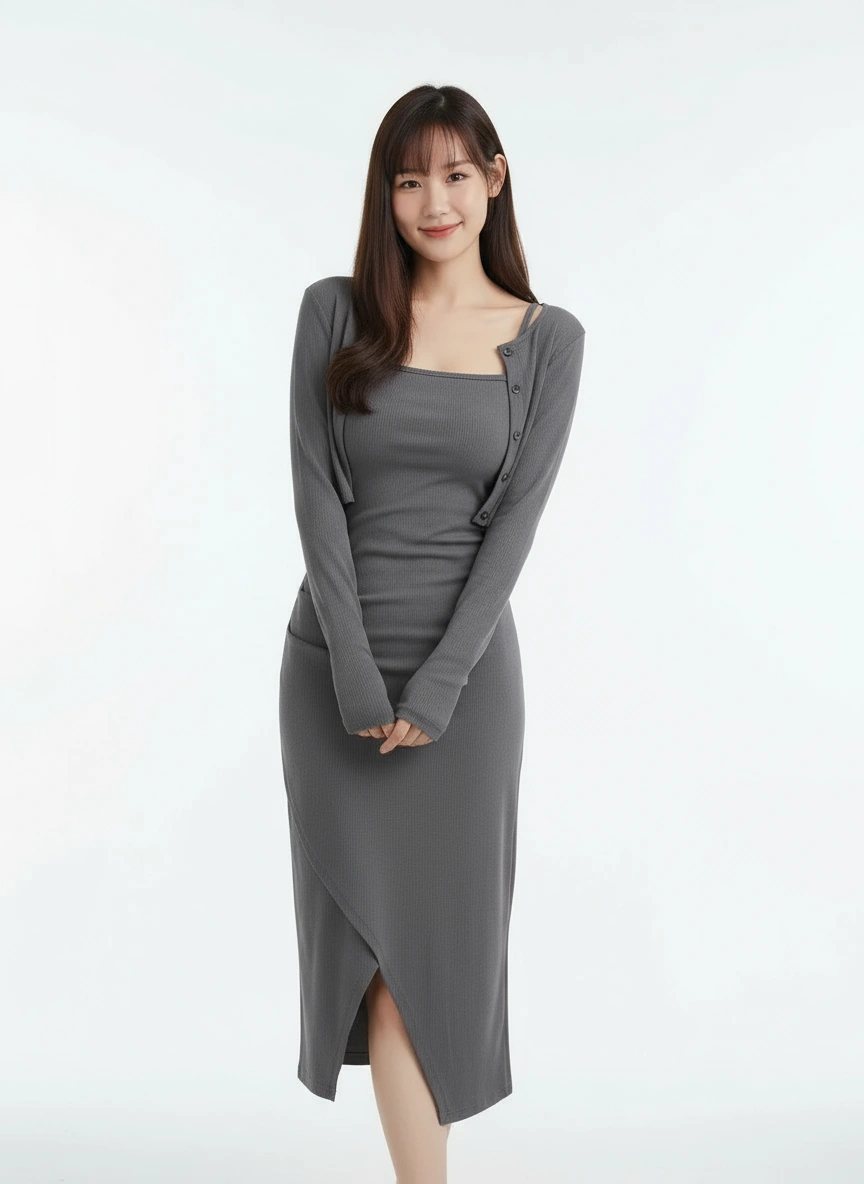 Kate Split Dress with Outerwear