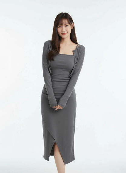Kate Split Dress with Outerwear