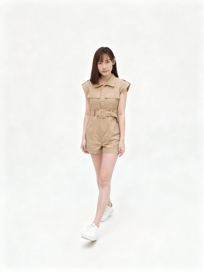 Khaki Denim Jumpsuits