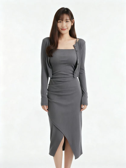 Kate Split Dress with Outerwear