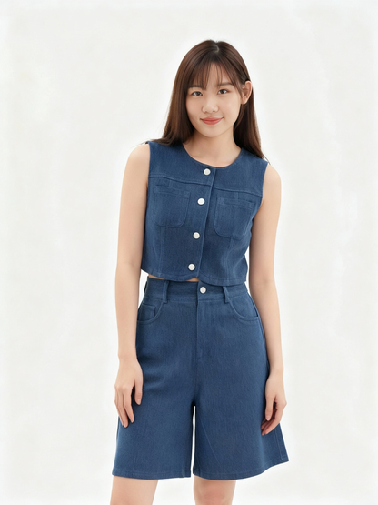 Yoona Denim Vest Set Wear