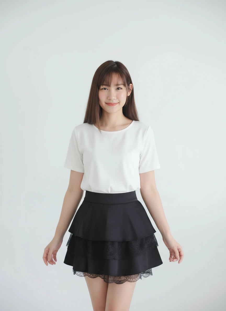 Lace Satin A Line Skirt