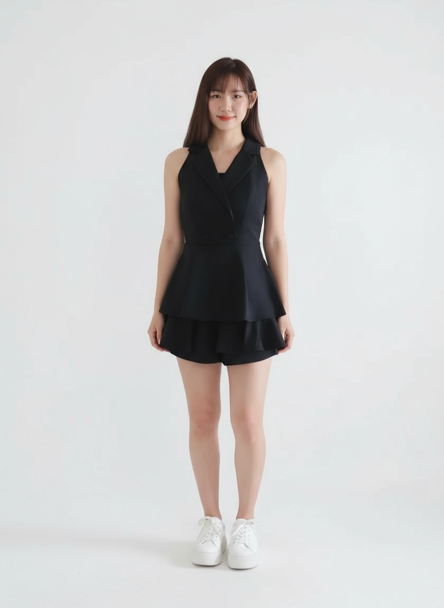 Rommily Button Blazer Layer Romper