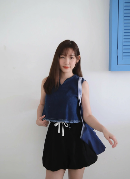 Old Money Style Denim Top