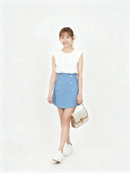 Pearl Neck Crop Top