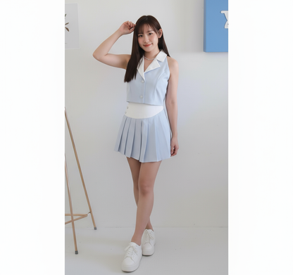 Bluebell Vest Pleated Set Wear