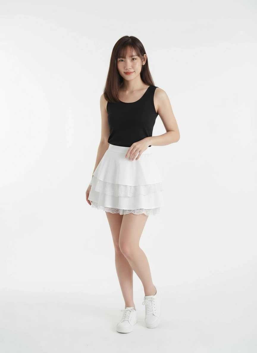Lace Satin A Line Skirt