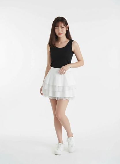 Lace Satin A Line Skirt