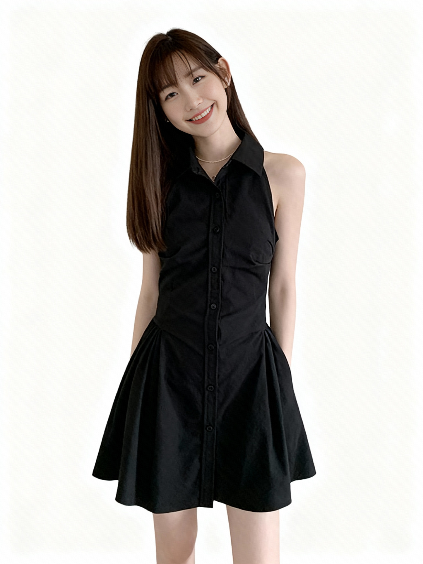Jennie Button A Shape Dress