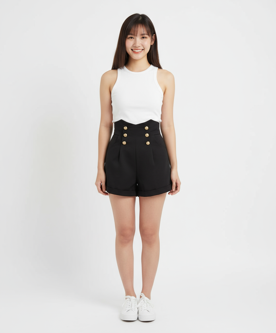 Nora Double Breasted High Waist Shorts