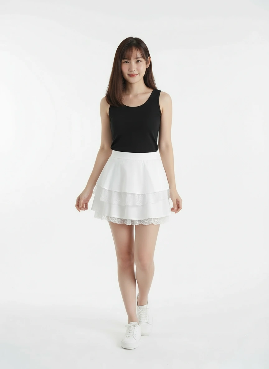 Lace Satin A Line Skirt