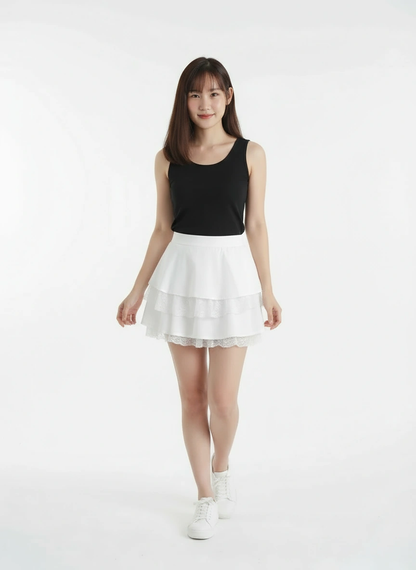 Lace Satin A Line Skirt