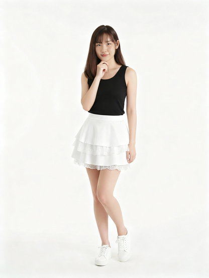 Lace Satin A Line Skirt