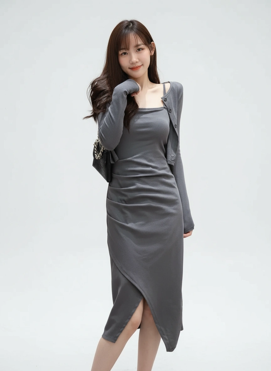 Kate Split Dress with Outerwear
