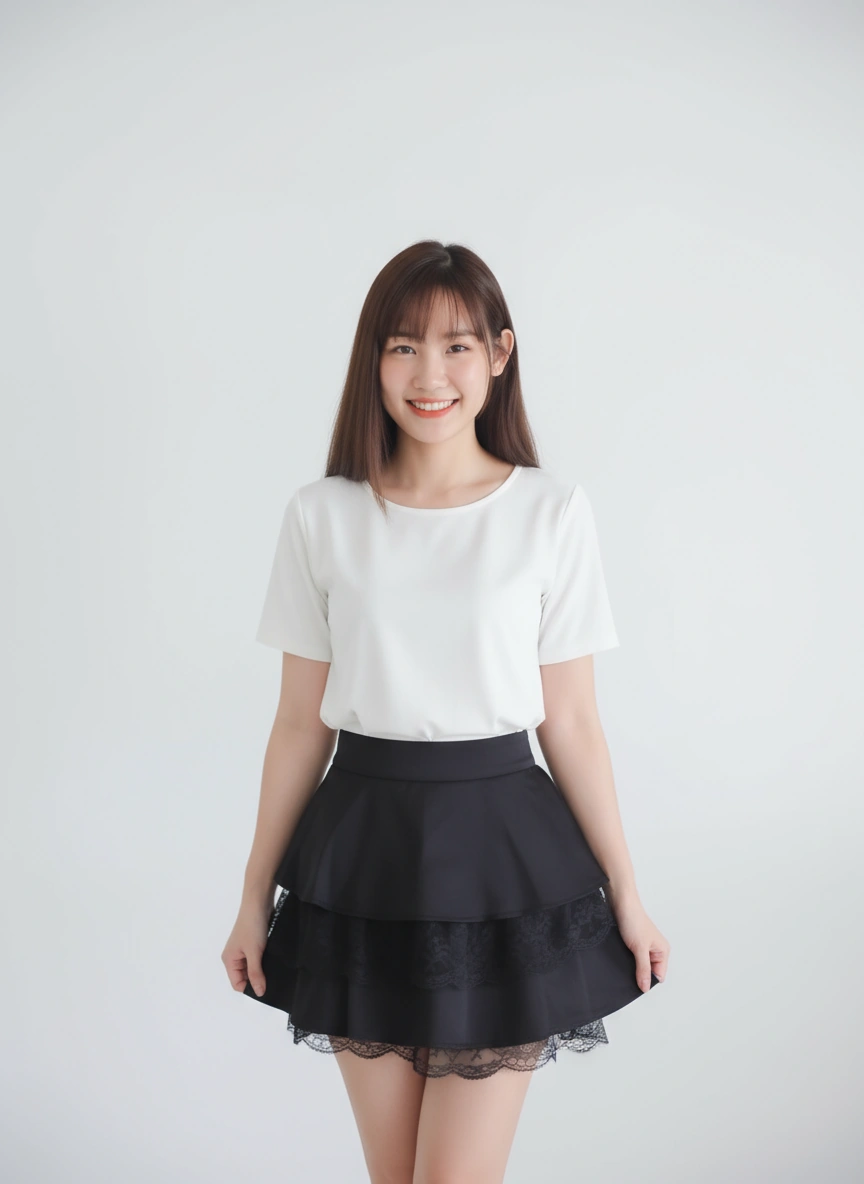 Lace Satin A Line Skirt