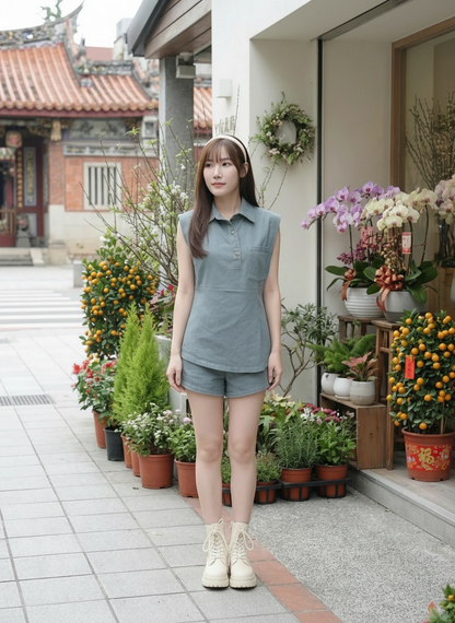 Retro Irregular Denim Suit