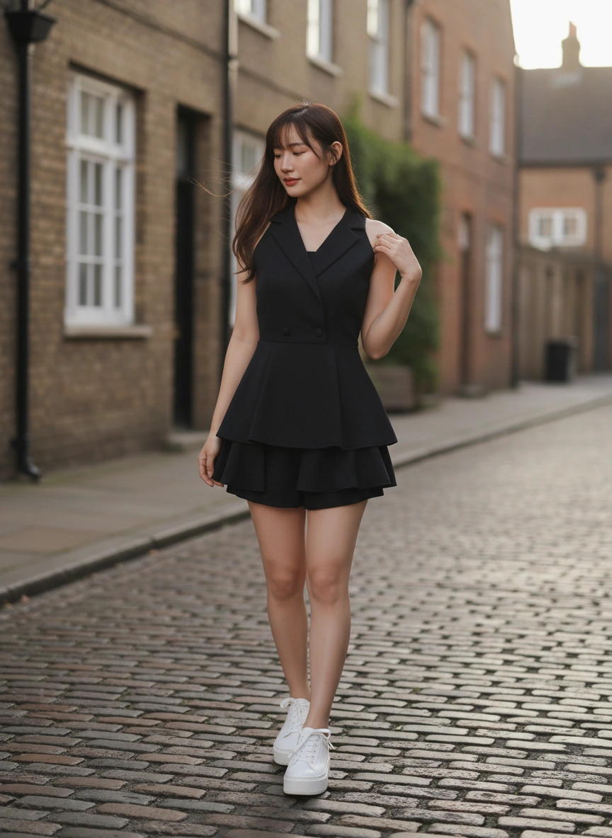 Rommily Button Blazer Layer Romper