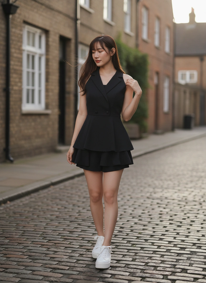 Rommily Button Blazer Layer Romper