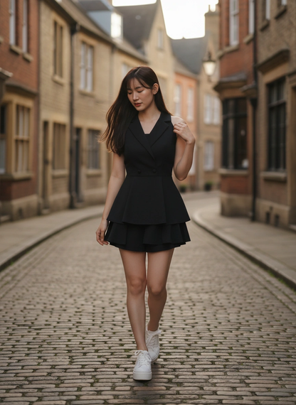 Rommily Button Blazer Layer Romper