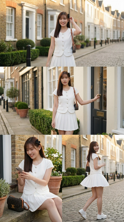 Rosie Classy Pleated Skirt Set
