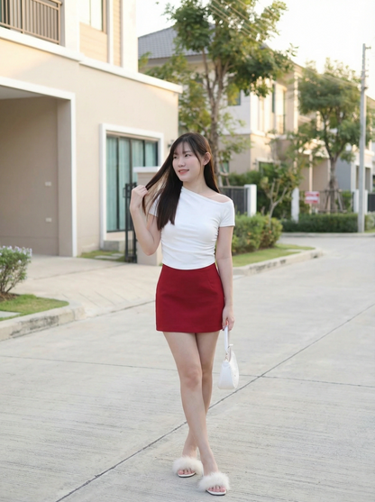 Sloping Waist Fit Basic Cotton Tee