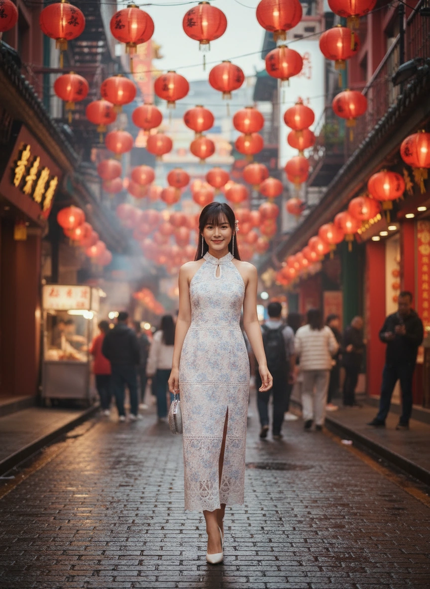 Summer Blue Embroidered Cheongsam